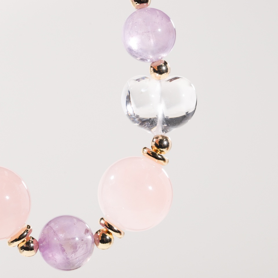 浪漫绮梦丨粉紫晶桃心设计款 手串