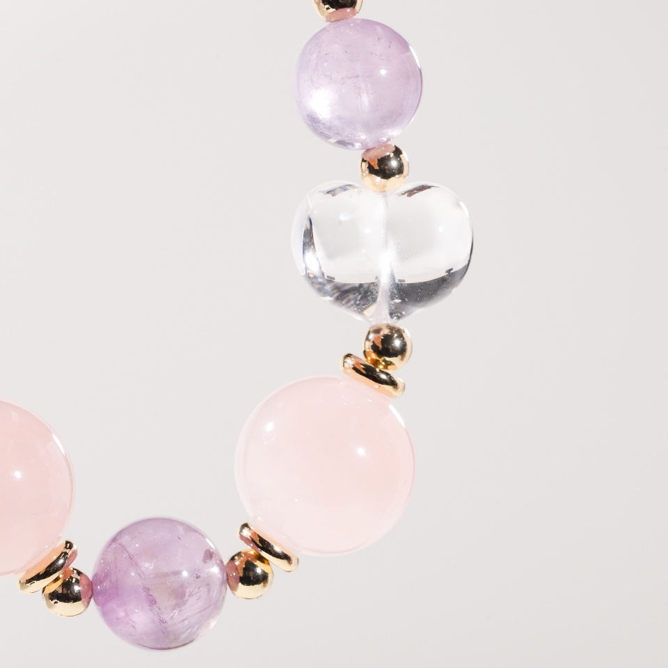 浪漫绮梦丨粉紫晶桃心设计款 手串