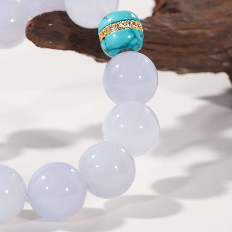 温润如玉丨蓝玉髓圆珠手串
