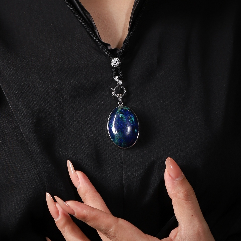 【愈】靛蓝链接丨蓝铜矿 吊坠