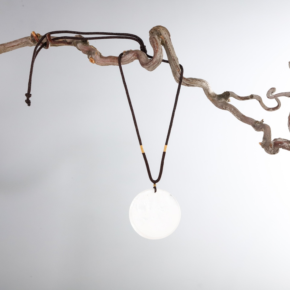 护心明镜丨 白幽灵圆牌吊坠