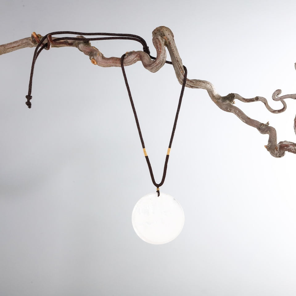 护心明镜丨 白幽灵圆牌吊坠