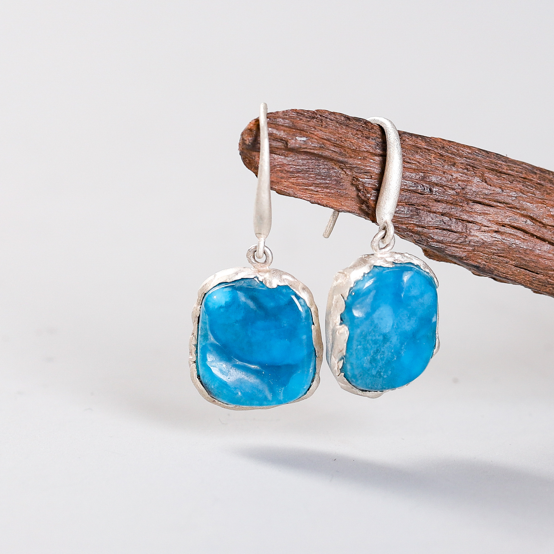 天然地质电池·双极能量场｜异极矿银镶耳环