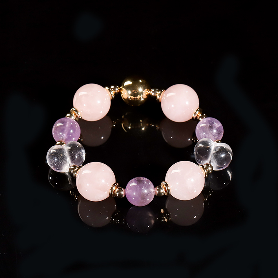 浪漫绮梦丨粉紫晶桃心设计款 手串