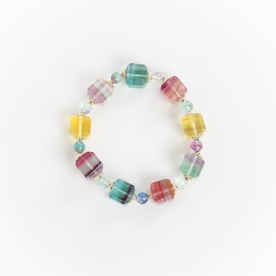 虹韵方序丨七彩萤石方糖 手串