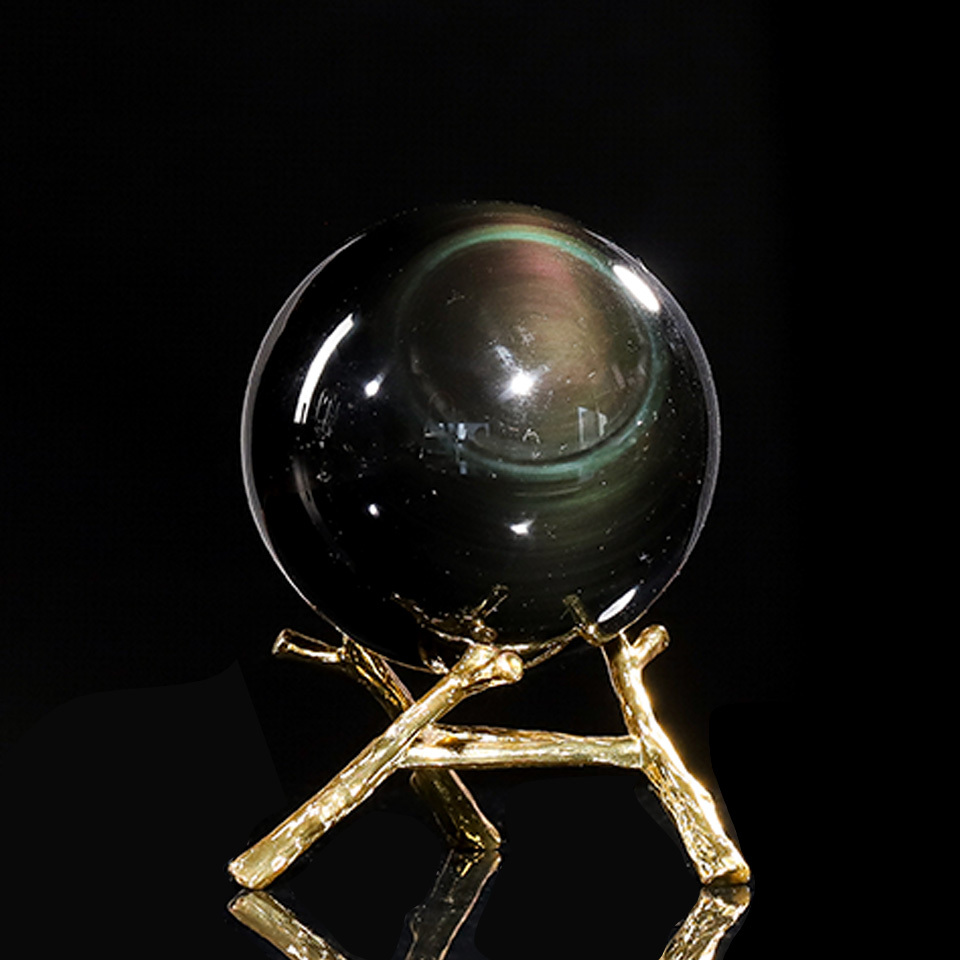 【家】双环辉映丨彩曜石球