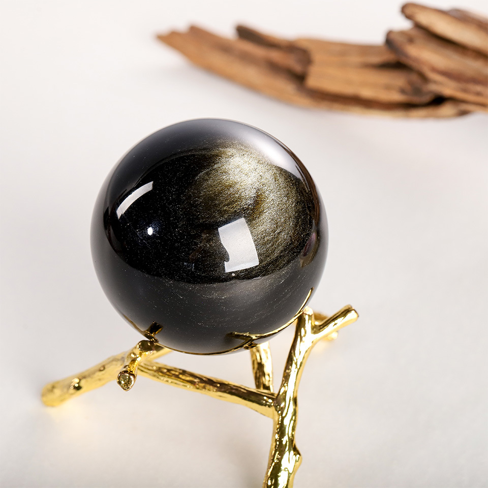 【家】双环辉映丨彩曜石球