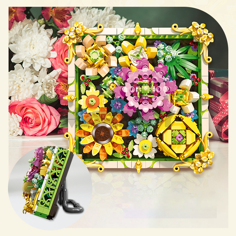 The 3D Decorative Building Blocks Flowers-marstoy