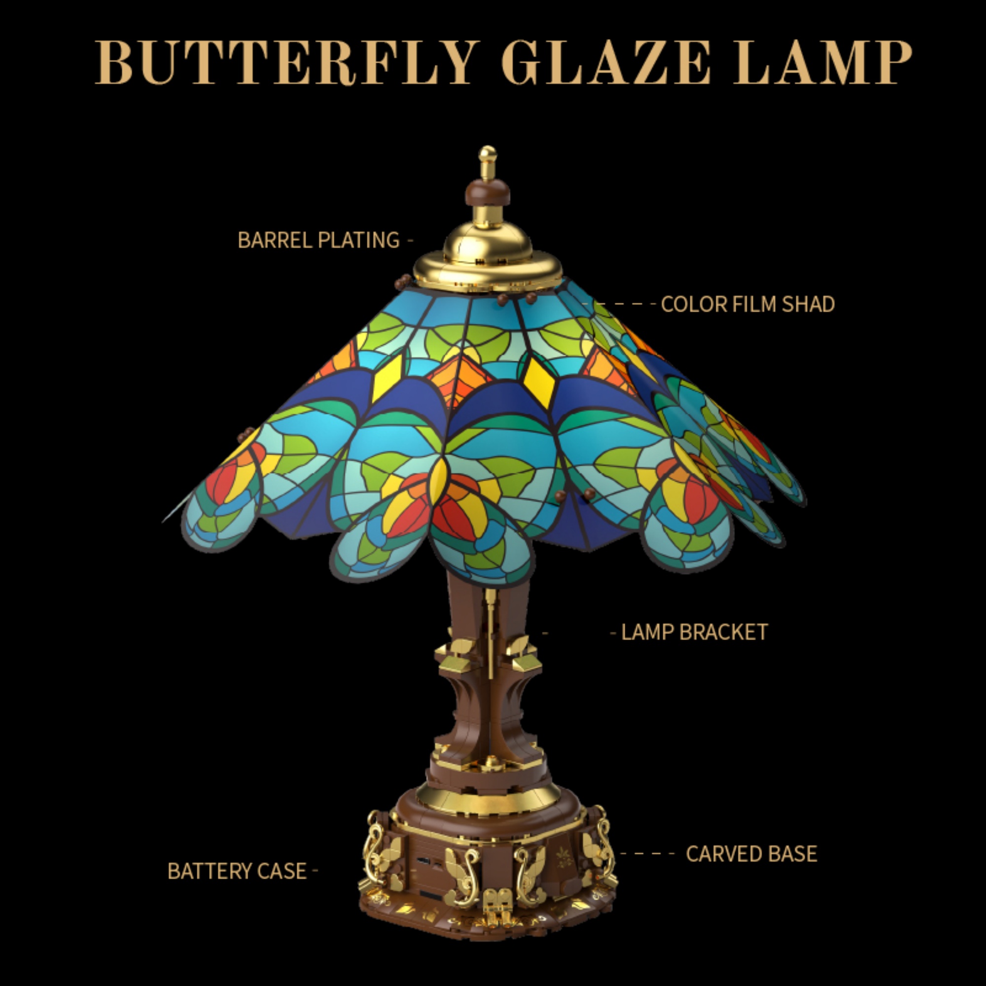 The Colorful Butterfly Glass Desk Lamp