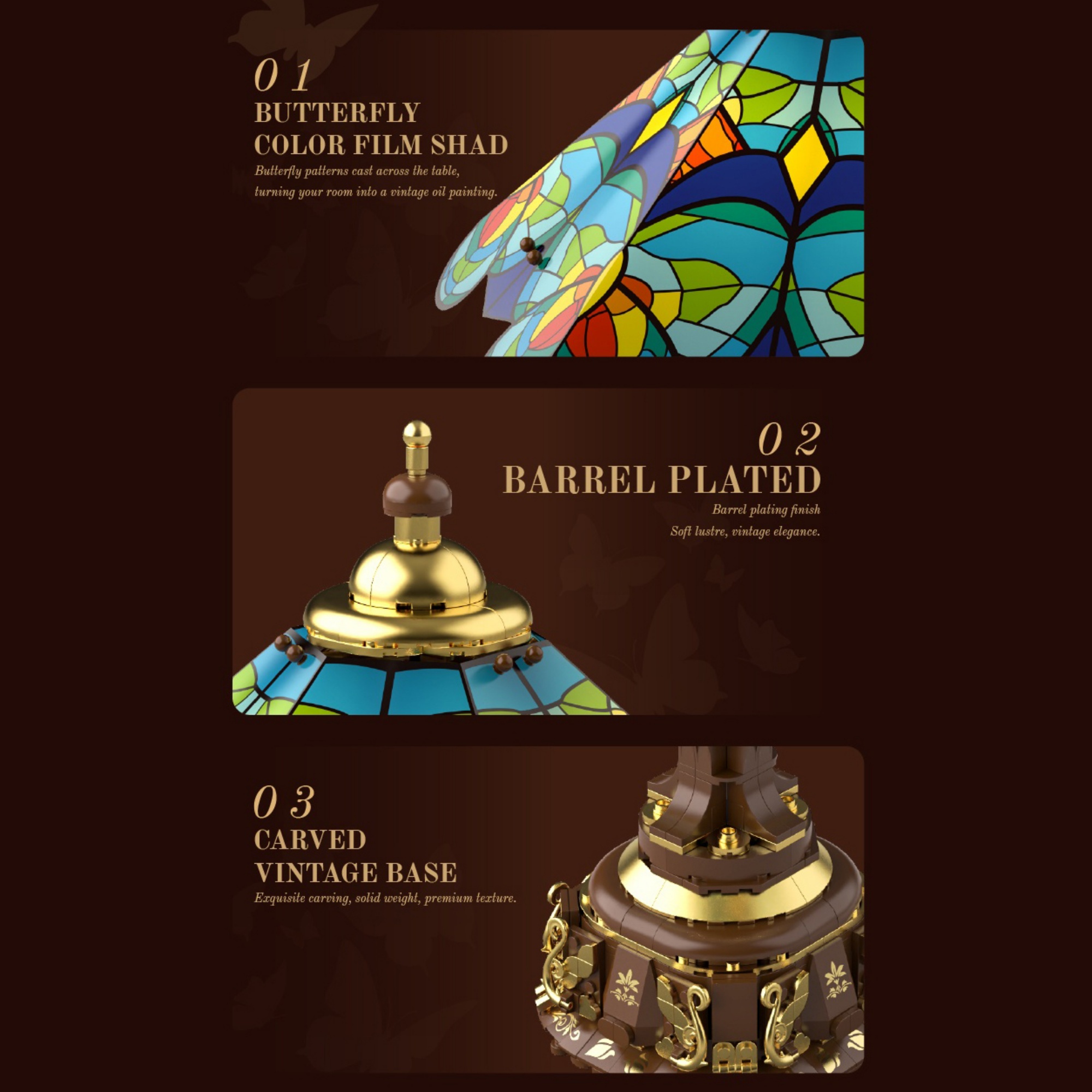 The Colorful Butterfly Glass Desk Lamp