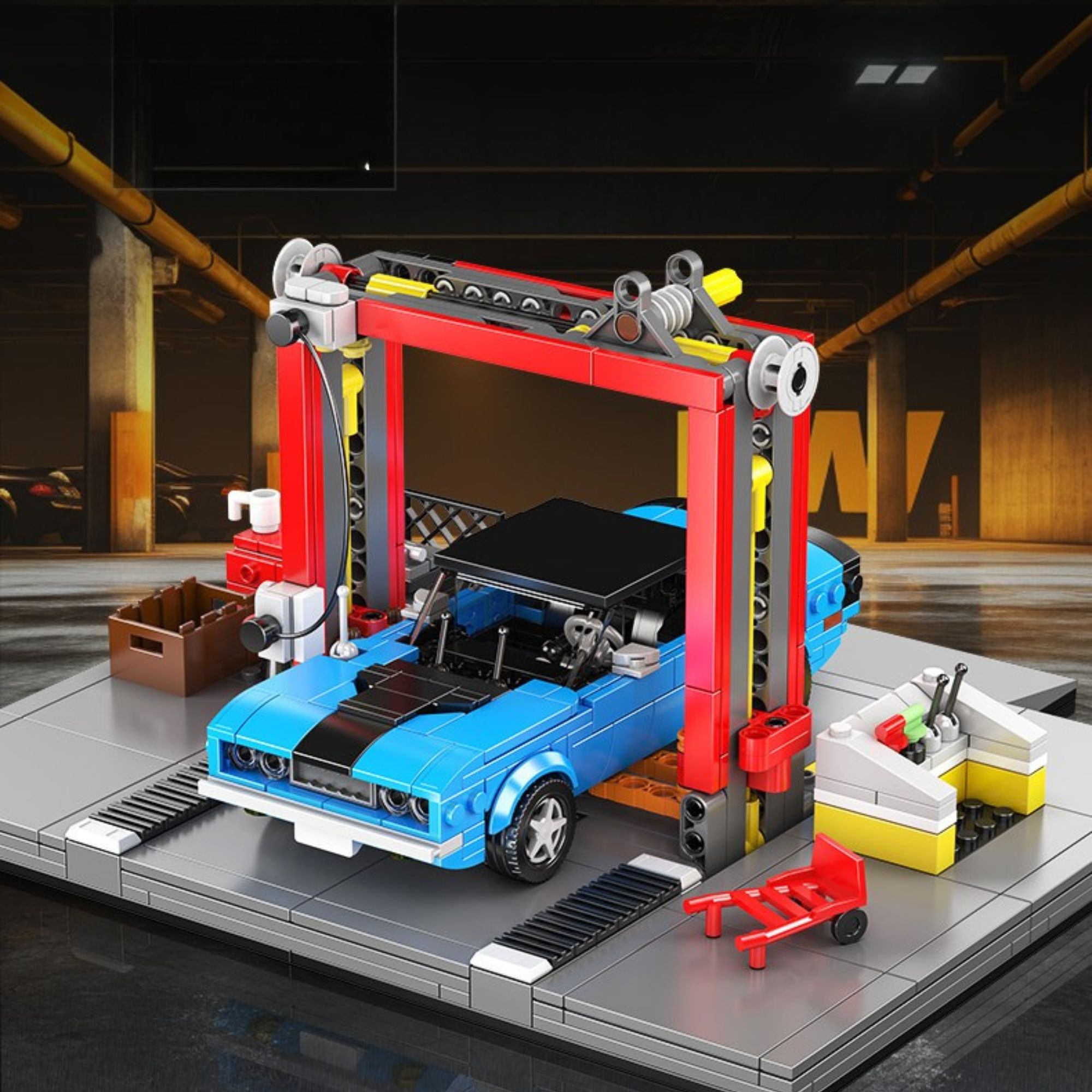 The Repair Garage & Challenger Muscle Car