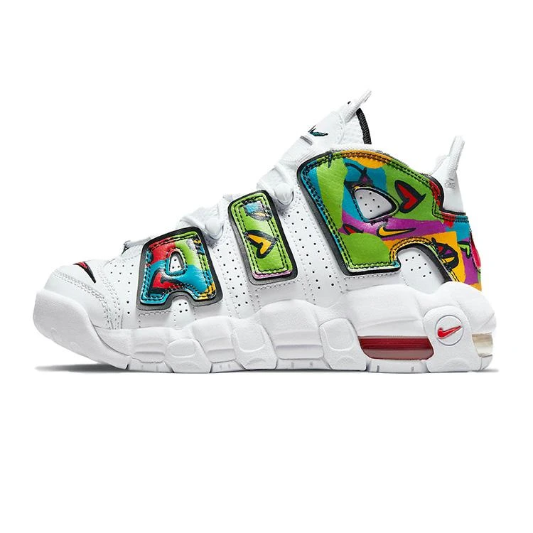 NIKE ナイキ AIR MORE UPTEMPO GS 'PEACE, LOVE, BASKETBALL' エアモアアップテンポ ガールズサイズ "ピース ラブ バスケットボール" キッズ レディース スニーカー WHITE/BLACK/UNIVERSITY GOLD/UNIVERSITY RED【海外展開 日本未入荷】