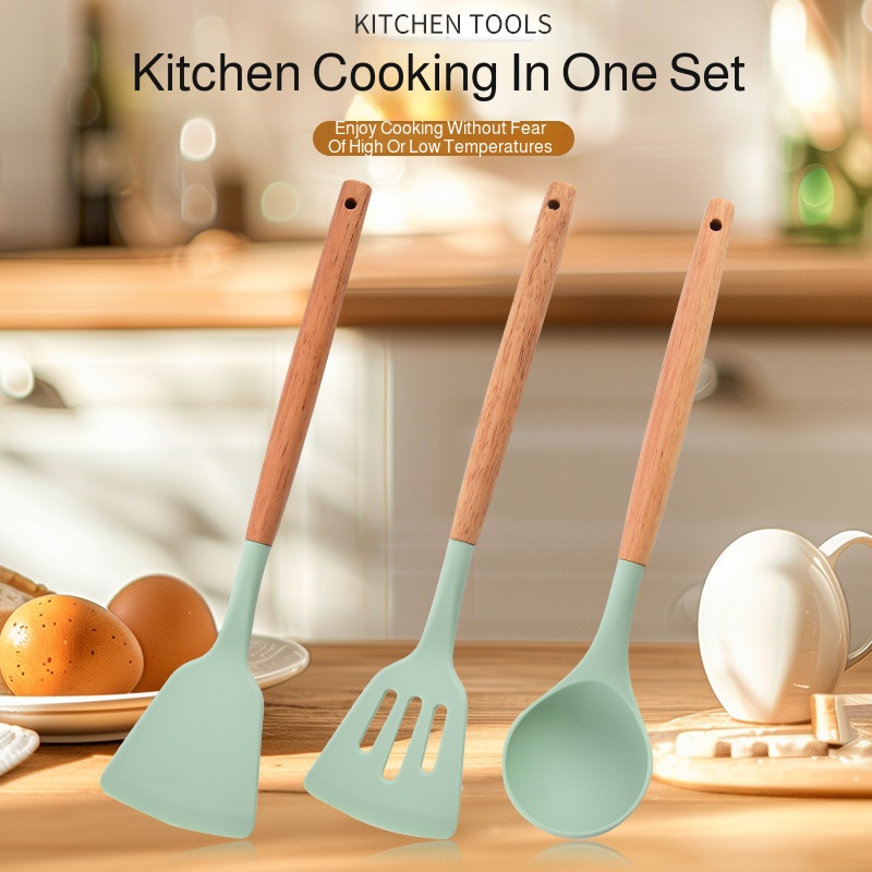 Fits the hand Cooking Spoon Kitchen Spoon Spatula not easily deformed Thickening Curved Handle flexi