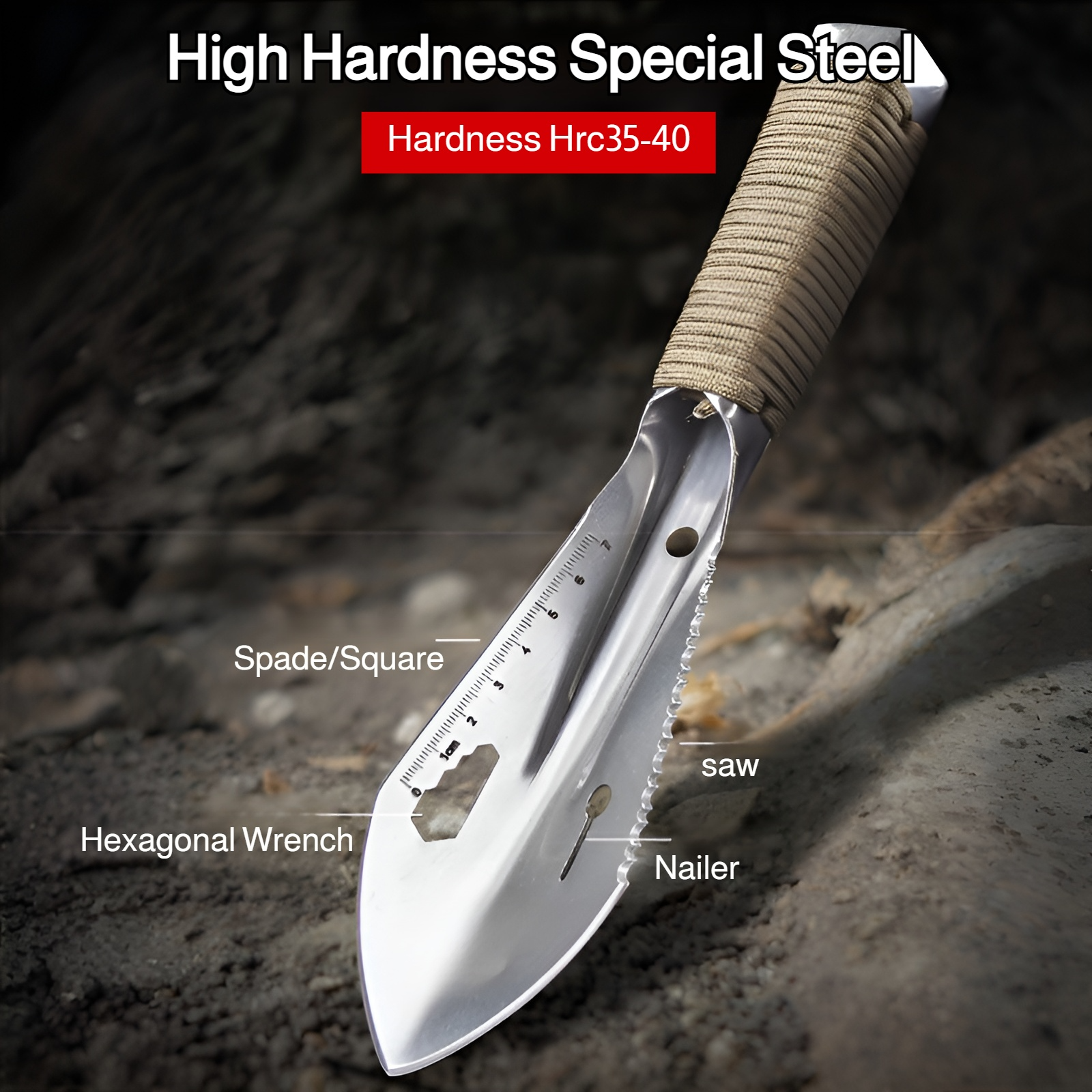 Engineer shovel outdoor camping shovel multi-function small hand shovel to catch the sea and dig san