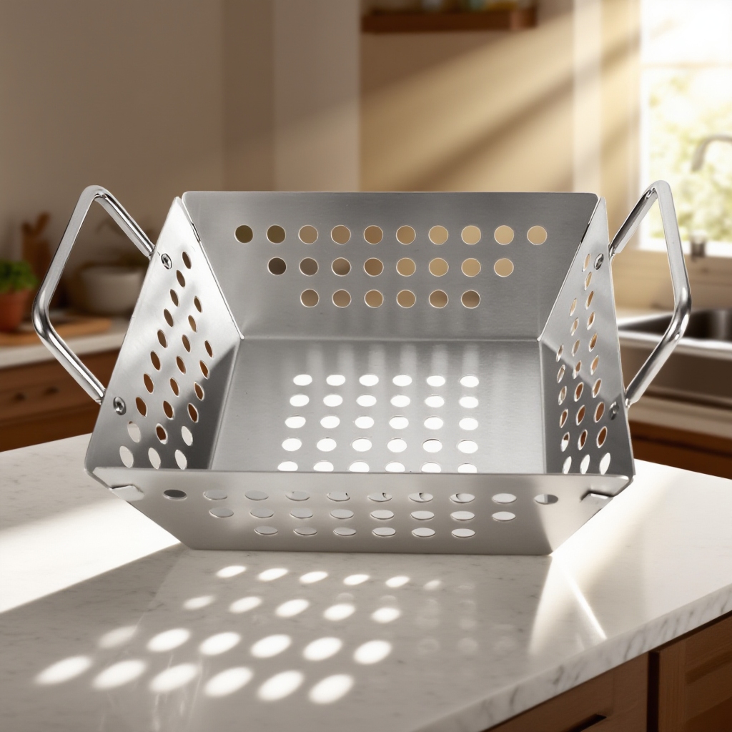 Barbecue tray stainless steel tray fruit and vegetable basket drain tray square hole mini BBQ set