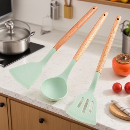 Fits the hand Cooking Spoon Kitchen Spoon Spatula not easily deformed Thickening Curved Handle flexi