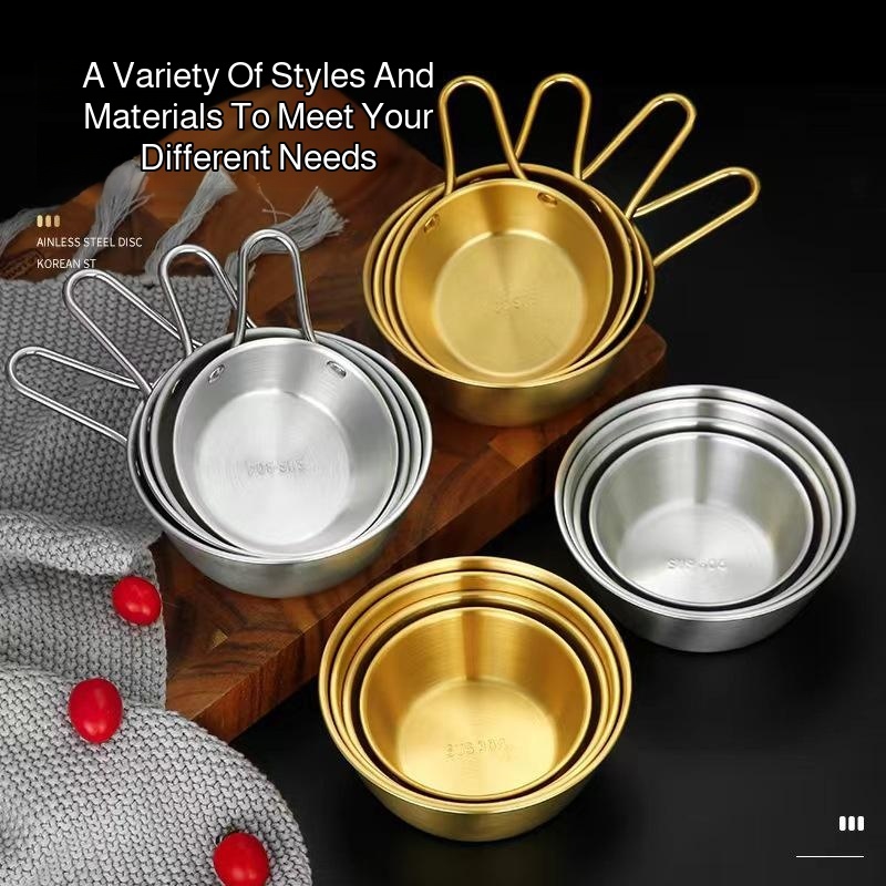 304 stainless steel rice wine bowl dipping bowl Korean seasoning bowl gold tableware with handle foo