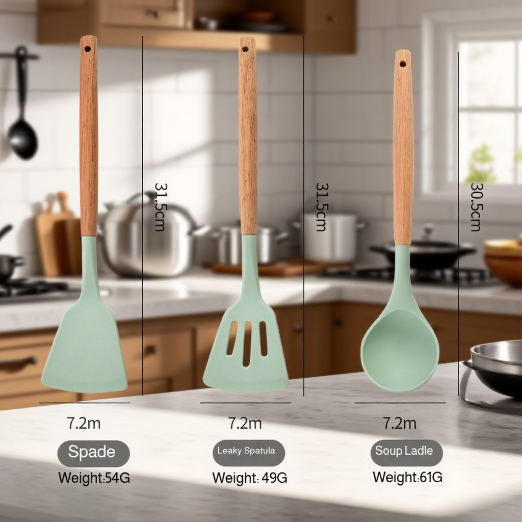 Fits the hand Cooking Spoon Kitchen Spoon Spatula not easily deformed Thickening Curved Handle flexi