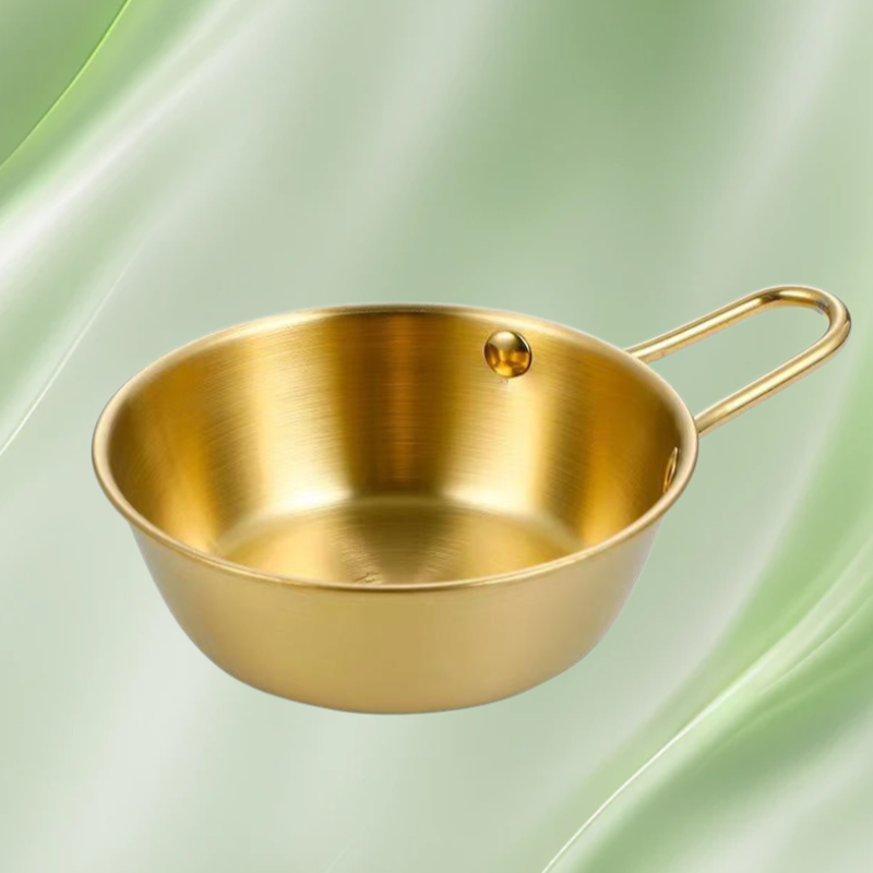 304 stainless steel rice wine bowl dipping bowl Korean seasoning bowl gold tableware with handle foo