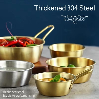 304 stainless steel rice wine bowl dipping bowl Korean seasoning bowl gold tableware with handle foo