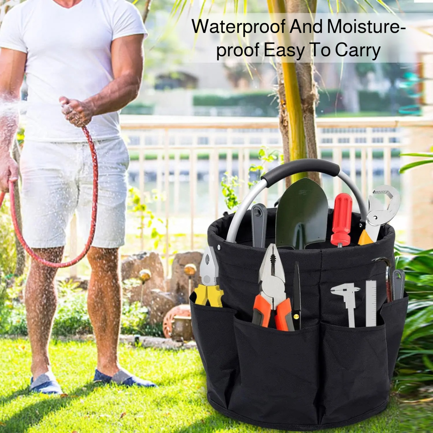 Gardening tool bag waterproof multifunctional storage bag foldable tool basket portable storage bask