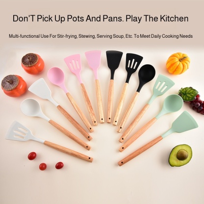 Fits the hand Cooking Spoon Kitchen Spoon Spatula not easily deformed Thickening Curved Handle flexi