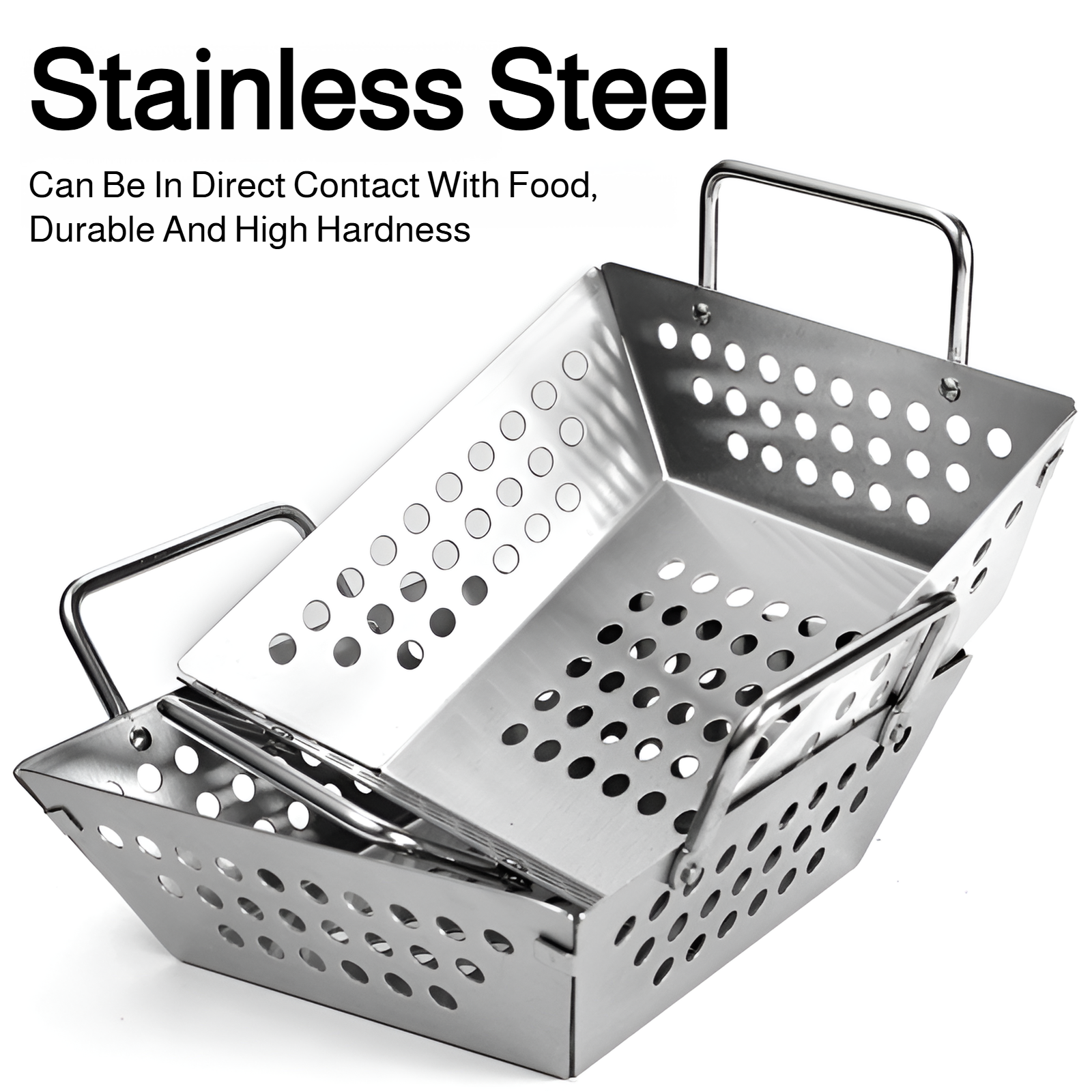 Barbecue tray stainless steel tray fruit and vegetable basket drain tray square hole mini BBQ set