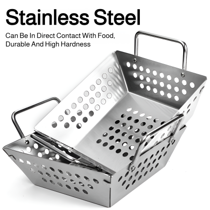 Barbecue tray stainless steel tray fruit and vegetable basket drain tray square hole mini BBQ set