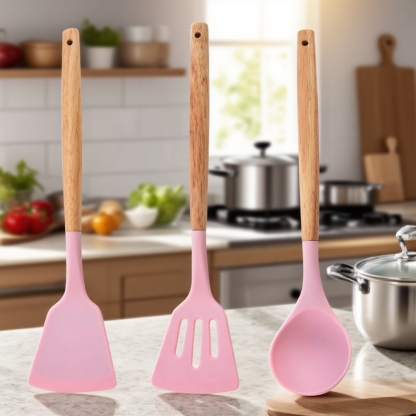 Fits the hand Cooking Spoon Kitchen Spoon Spatula not easily deformed Thickening Curved Handle flexi