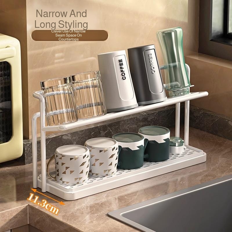 Cup rack storage rack kitchen table countertop glass cup tea cup coffee water cup double layer drain