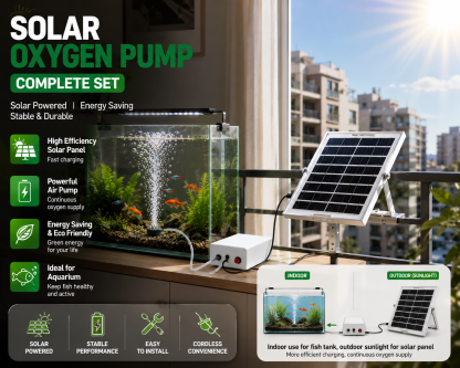 Solar Aquarium Oxygen Pump 20W 10 Battery Non Stop Air Fish Tank Backup Pam Oksigen Ikan Tenaga Solar 鱼缸太阳能打氧机 停电不死鱼