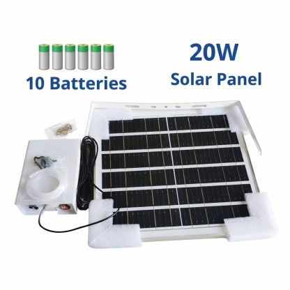 Solar Aquarium Oxygen Pump 20W 10 Battery Non Stop Air Fish Tank Backup Pam Oksigen Ikan Tenaga Solar 鱼缸太阳能打氧机 停电不死鱼