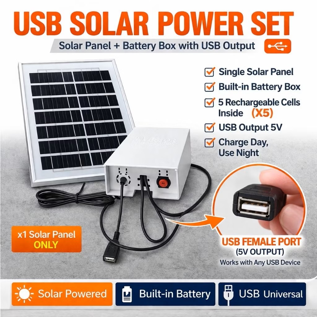 Solar Panel with Battery Box USB 5V Portable Solar Charging Power Supply Outdoor Camping 太阳能USB供电5V通用USB母头太阳能充电电源户外必备