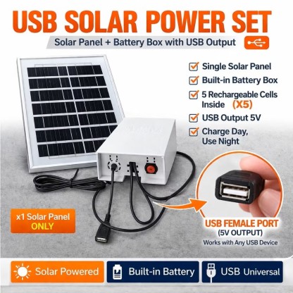 Solar Panel with Battery Box USB 5V Portable Solar Charging Power Supply Outdoor Camping 太阳能USB供电5V通用USB母头太阳能充电电源户外必备