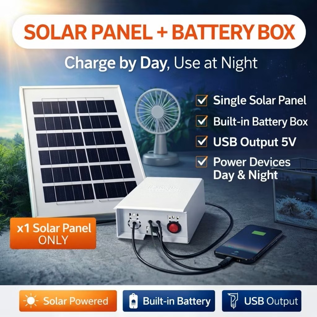Solar Panel with Battery Box USB 5V Portable Solar Charging Power Supply Outdoor Camping 太阳能USB供电5V通用USB母头太阳能充电电源户外必备