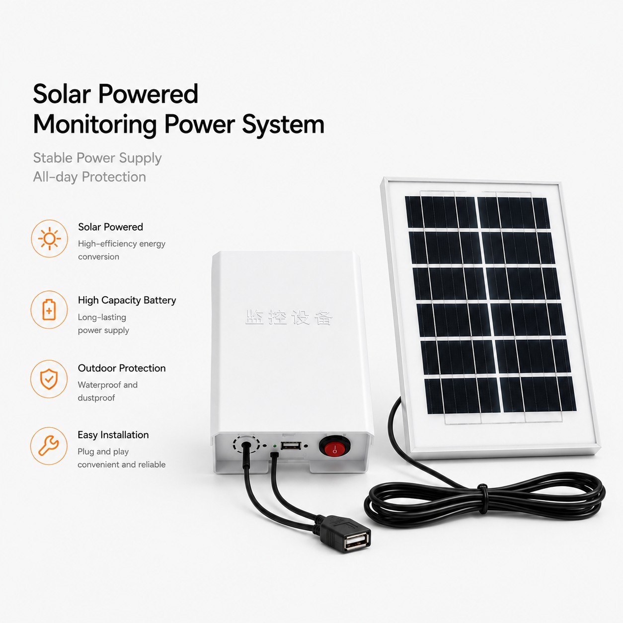 Solar Panel with Battery Box USB 5V Portable Solar Charging Power Supply Outdoor Camping 太阳能USB供电5V通用USB母头太阳能充电电源户外必备