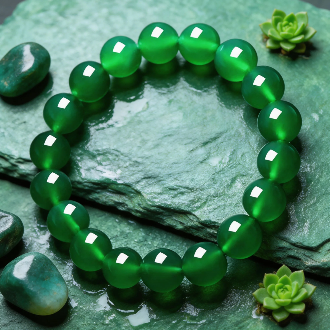 Green Agate Bracelet - Natural Healing Crystal for Balance, Strength & Spiritual Energy（Comes with an appraisal certificate）