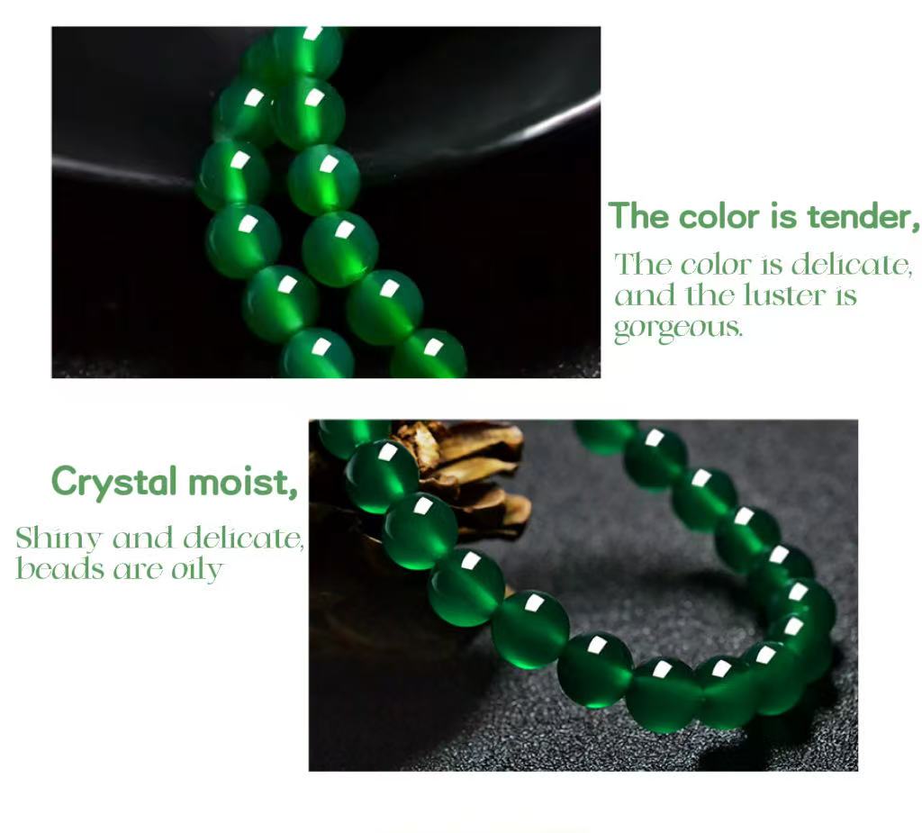 Green Agate Bracelet - Natural Healing Crystal for Balance, Strength & Spiritual Energy（Comes with an appraisal certificate）