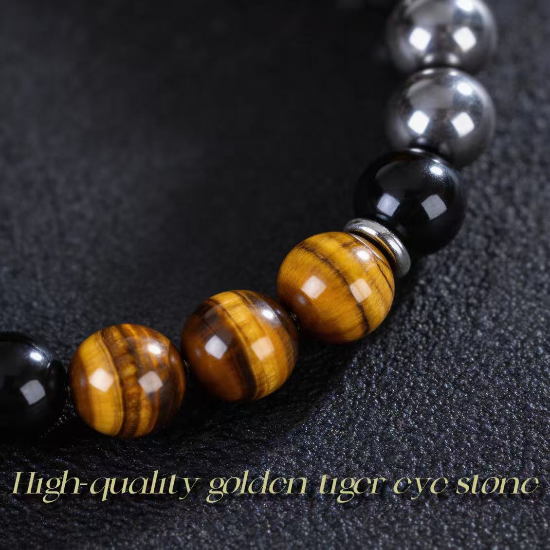 Golden Tiger Eye Bracelet - Attract Wealth, Courage & Protection with Obsidian & Hematite