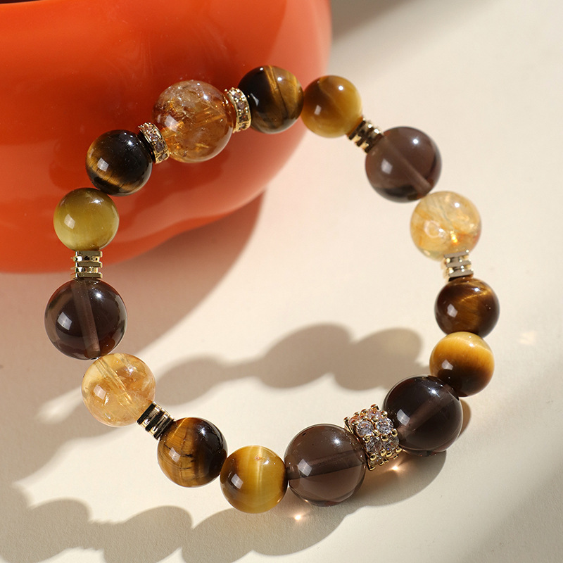 Golden Tiger Eye Bracelet - Attract Wealth, Courage & Protection with Obsidian & Hematite