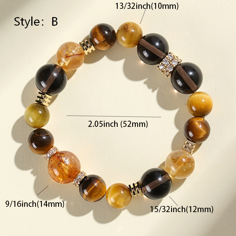 Golden Tiger Eye Bracelet - Attract Wealth, Courage & Protection with Obsidian & Hematite