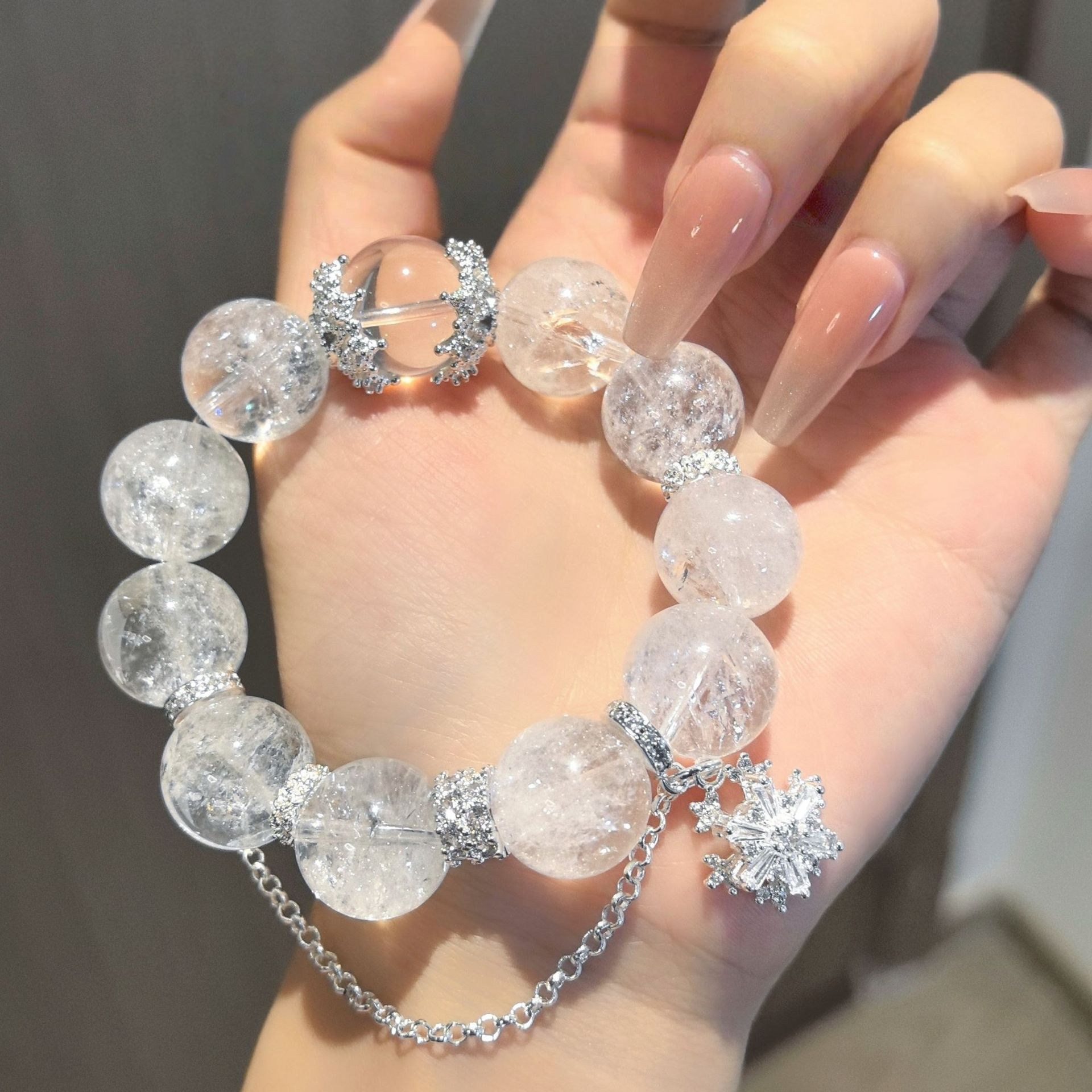 White Aze Crystal Bracelet | Pure Natural Magnetic Field · Calm Mind & Relieve Anxiety · Snowflake / Bow / Dreamcatcher Charm