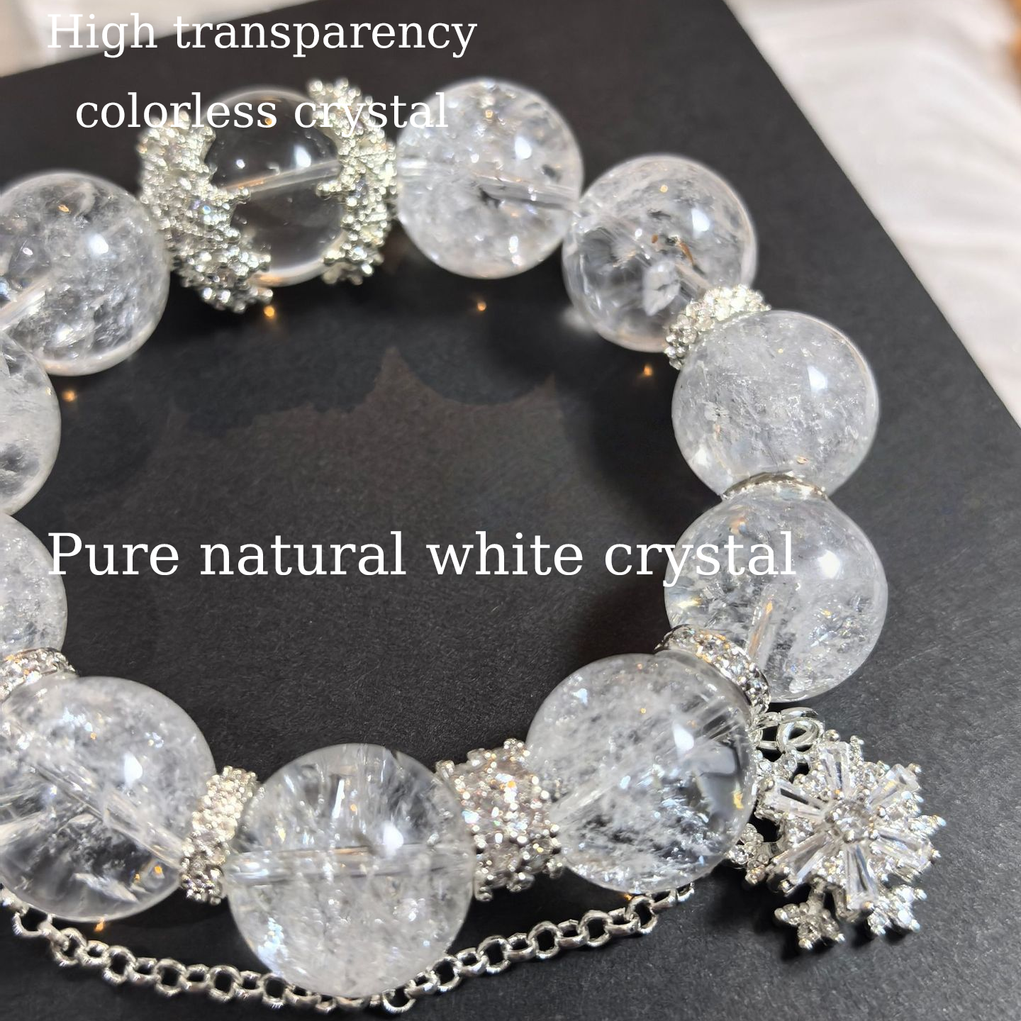 White Aze Crystal Bracelet | Pure Natural Magnetic Field · Calm Mind & Relieve Anxiety · Snowflake / Bow / Dreamcatcher Charm