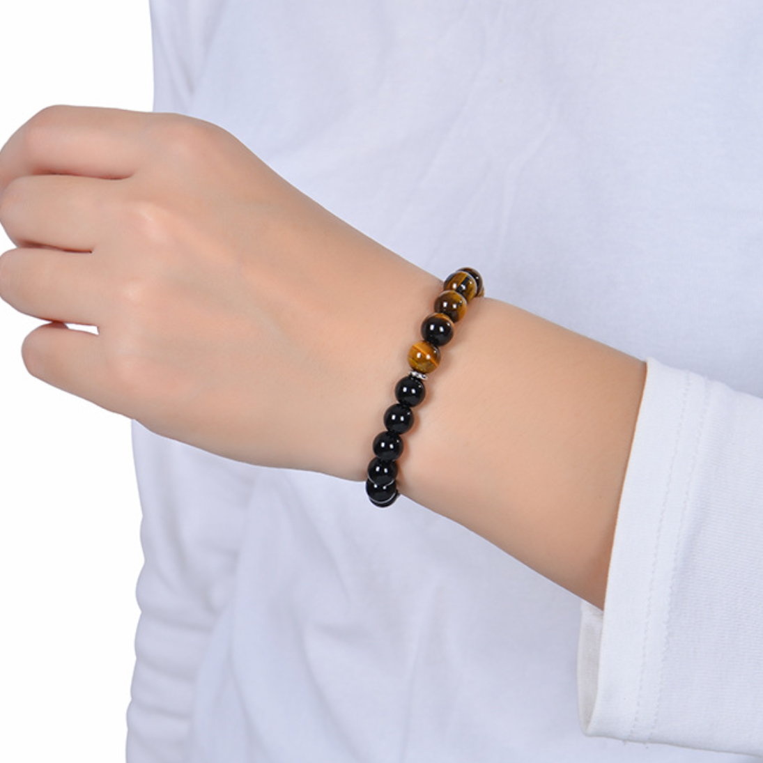 Golden Tiger Eye Bracelet - Attract Wealth, Courage & Protection with Obsidian & Hematite