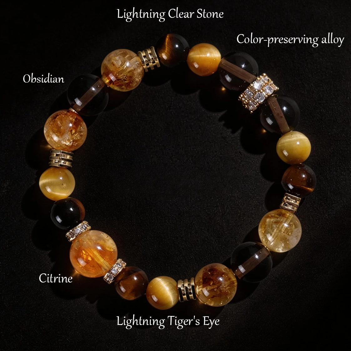 Golden Tiger Eye Bracelet - Attract Wealth, Courage & Protection with Obsidian & Hematite
