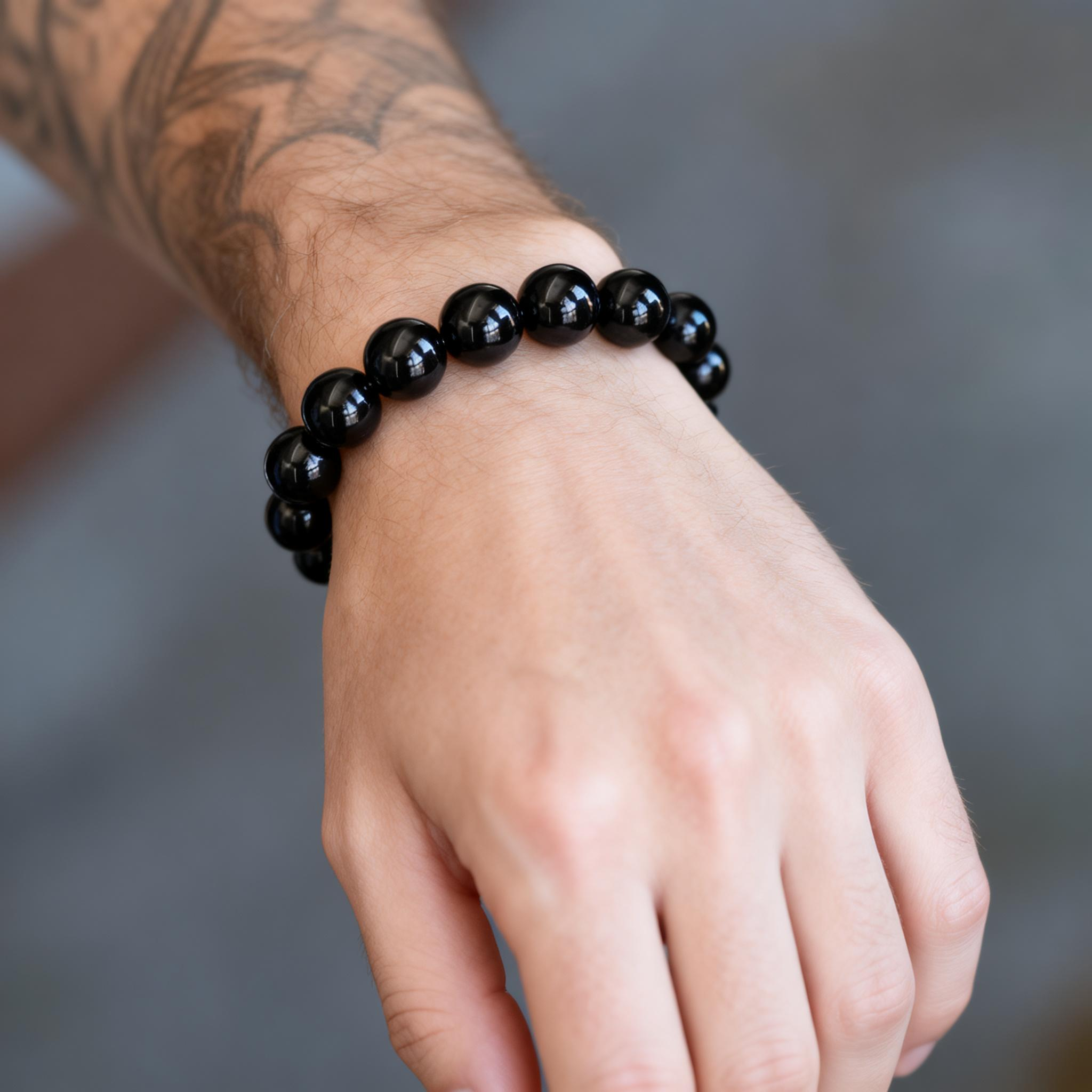 7.83Hz Schumann Black Obsidian Bracelet | Daoist Thunder Rite Blessed，Transmute Negative Energy into Protective Force Field （Comes with an appraisal certificate）