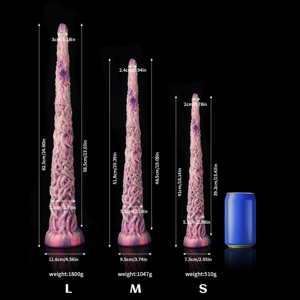 柔らかいピンク紫ツタ型ディルド