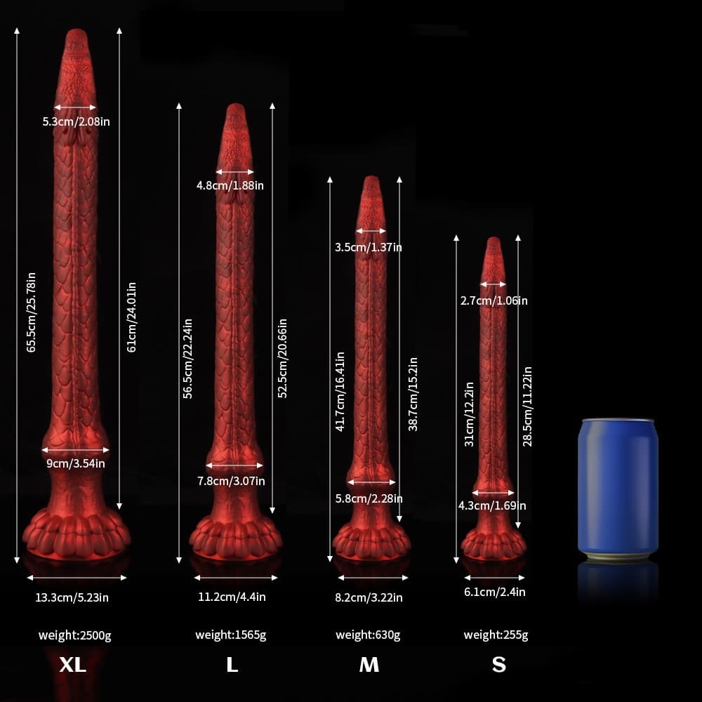 濃厚な赤色で彩られたウナギ型ディルド