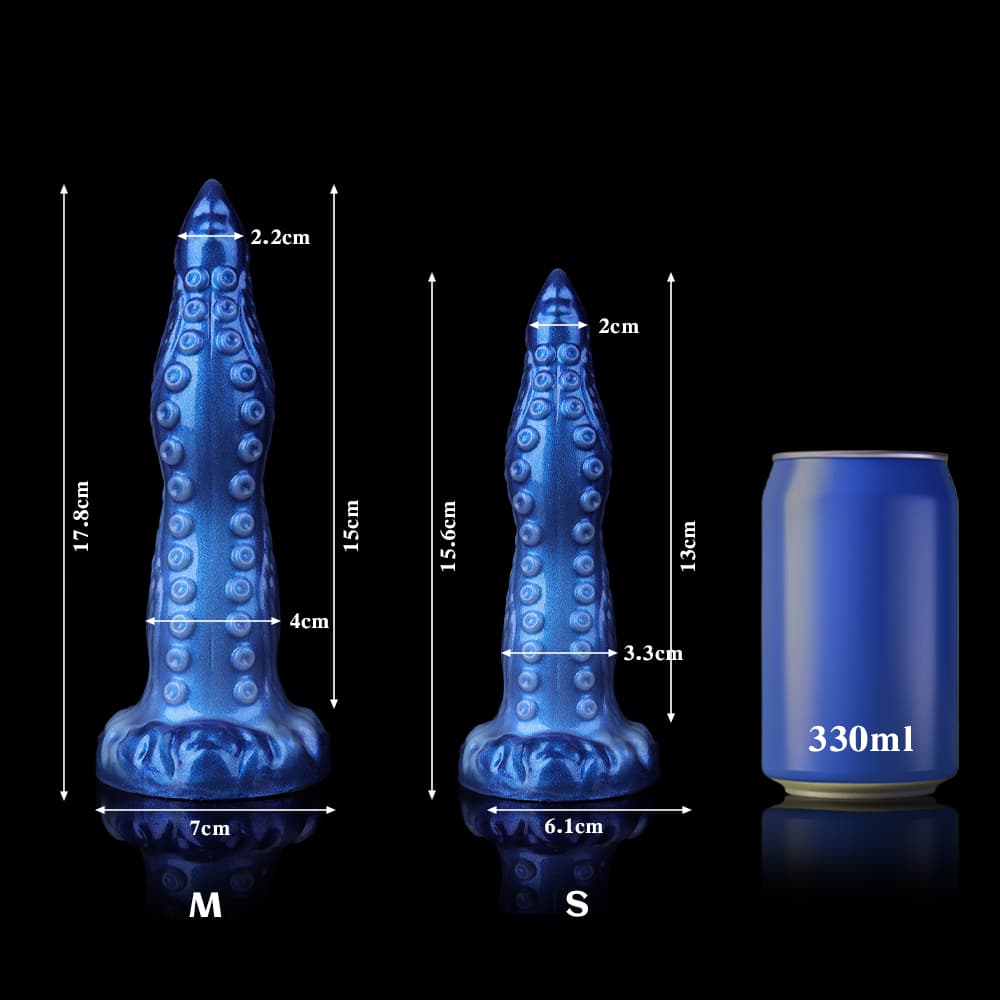 深みのあるブルーで彩られた小タコの触手型ディルド