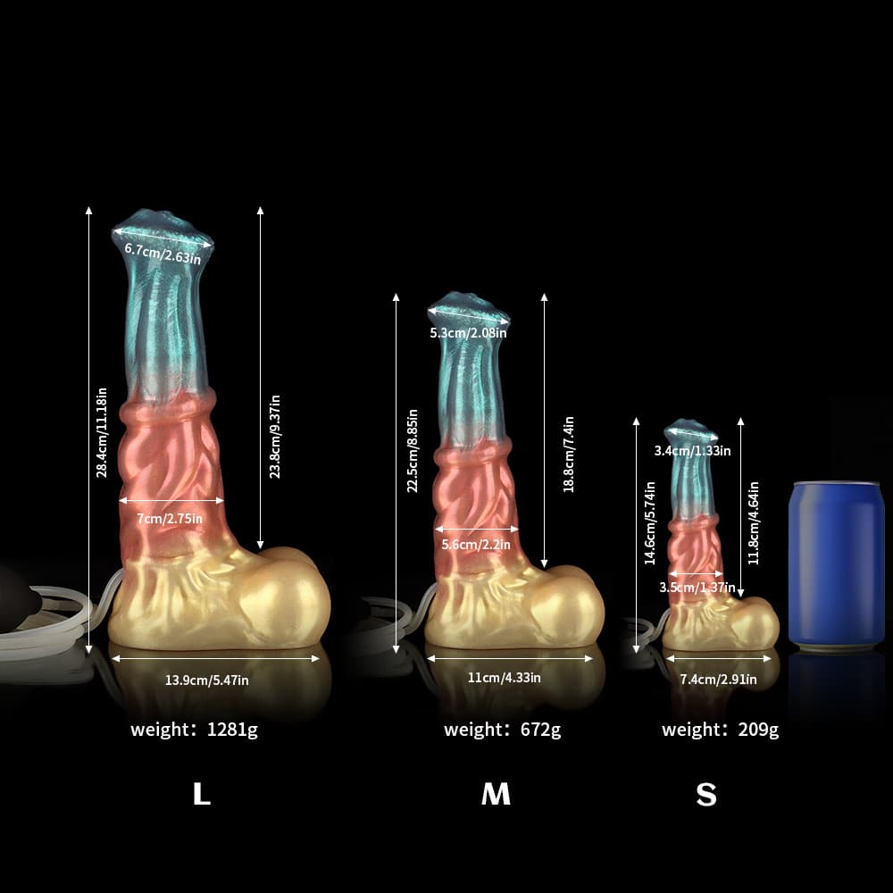 海をイメージした水色とゴールドの「海王」型射精ディルド